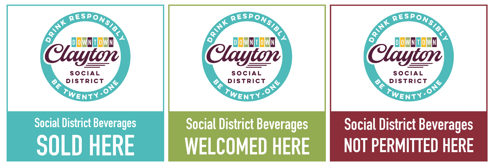 Downtown Clayton Social District Door Decals